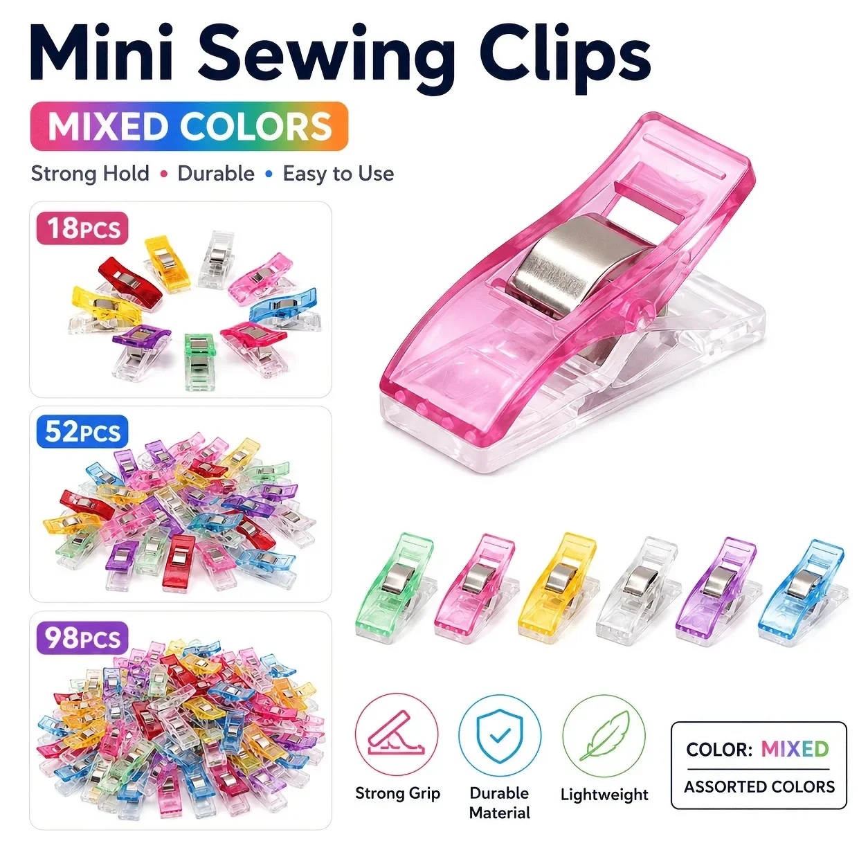 Bunte Kunststoff-Patchwork-Clips, Nähkanten-Befestigungsclips, DIY Handgefertigte Stoffclips – Detail 12