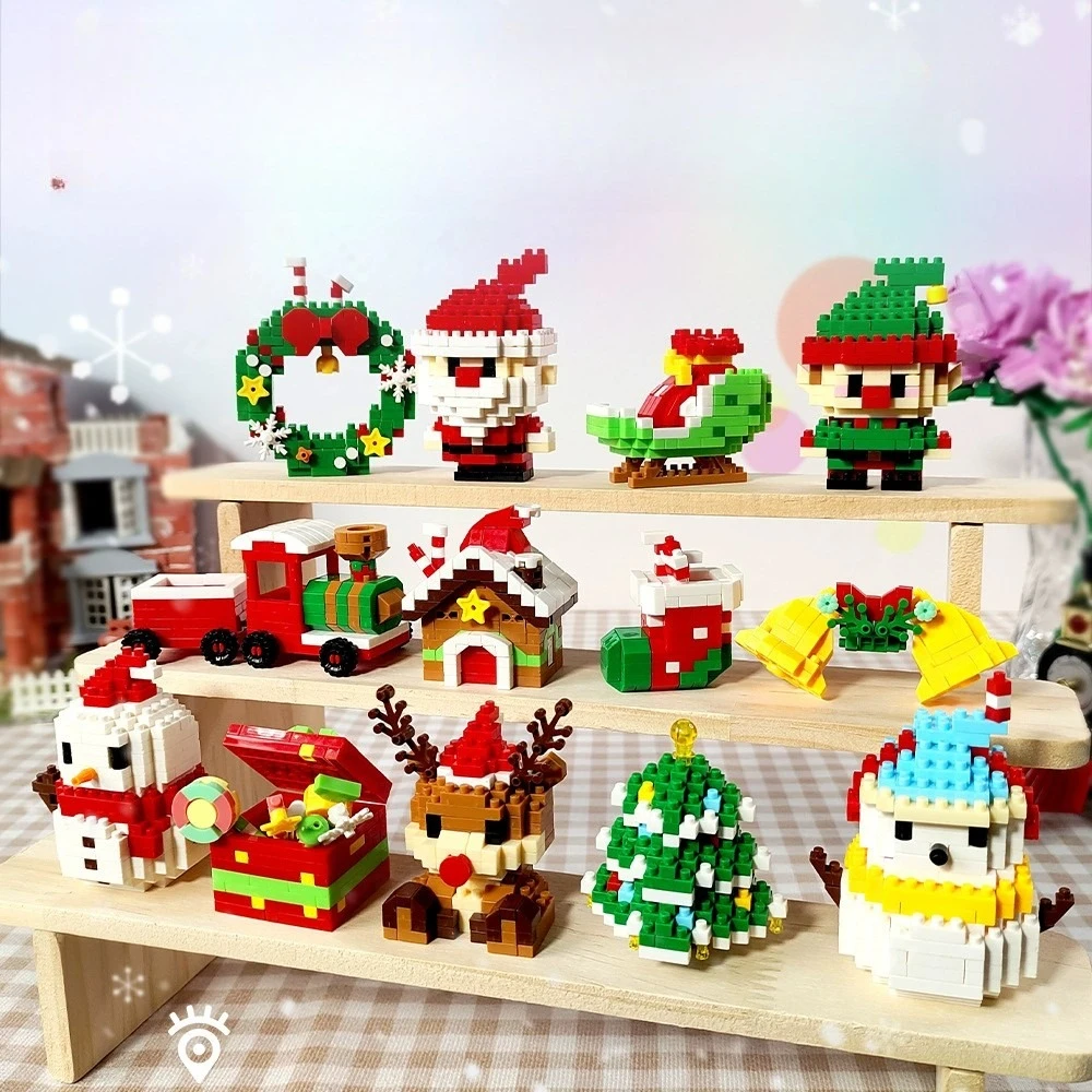 هدايا عيد الميلاد بنة سلسلة سانتا كلوز الرنة لغز الجمعية الطوب الجدول الديكور لعب للطفل هدية عيد الميلاد