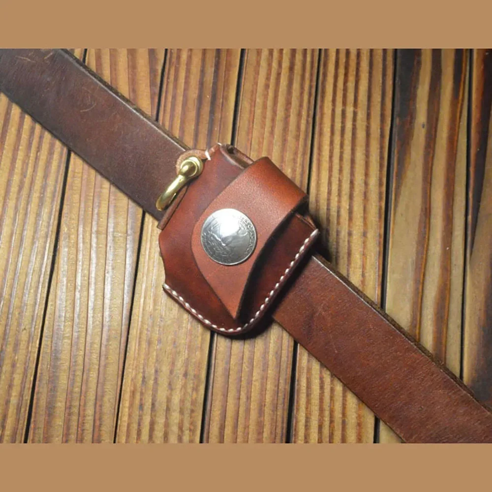 

Handmade Leather Craft Car Remote Key Bag Cowhide Holder For Zippo Lighter Case Z Style
