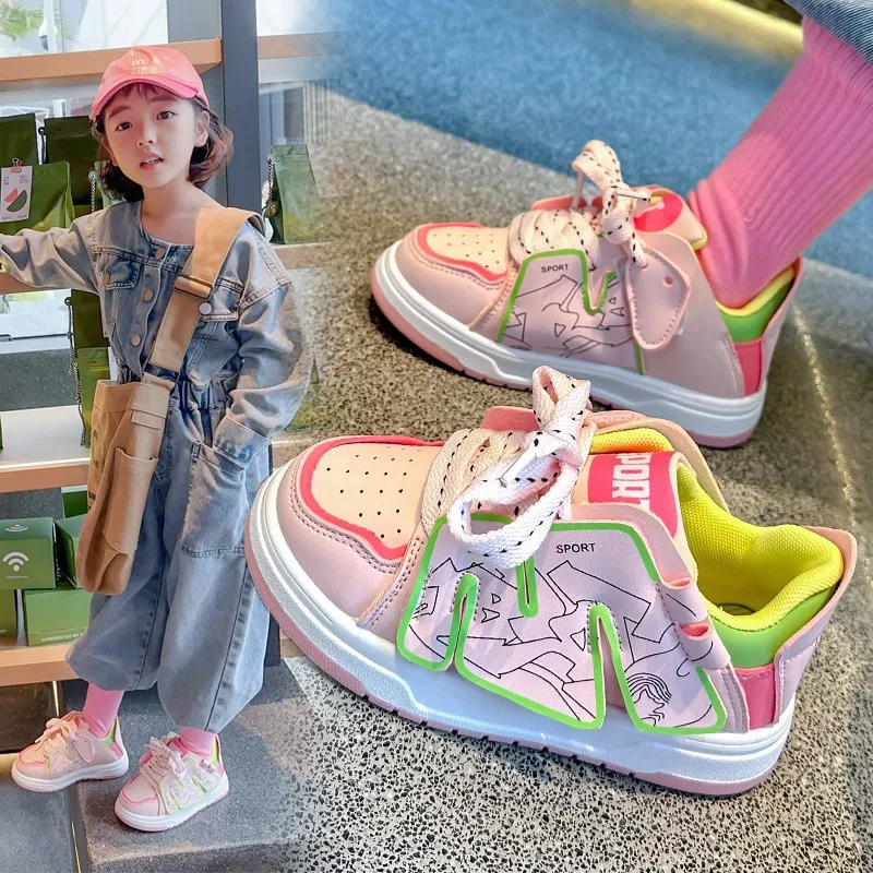 

Children Tennis Sneakers for Girl Sneakers Girls Boys Sports Shoes Kids Shoes Casual Patchwork Shoes PU Child Cricket Shoes