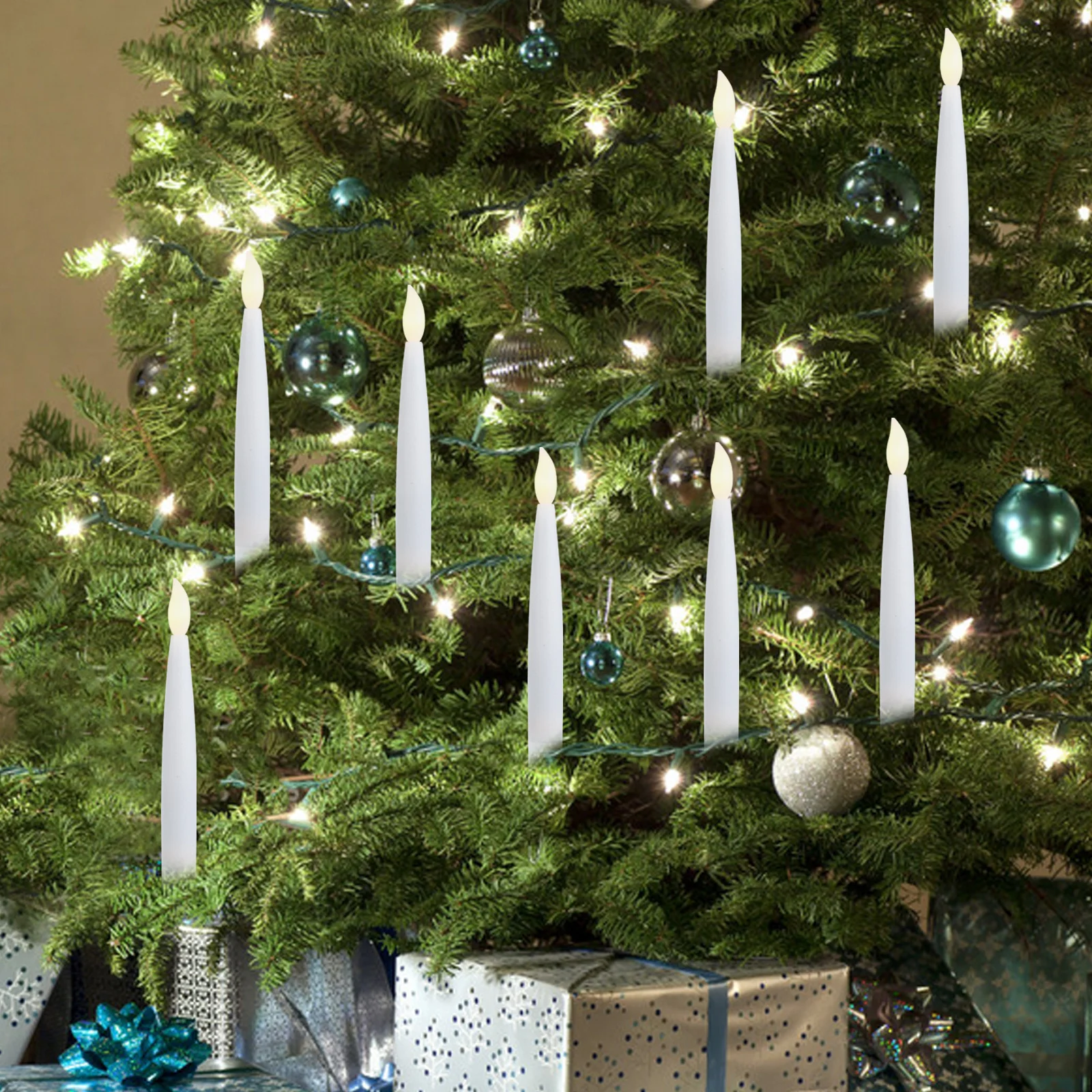 12Sets LED Christmas Tree Set Warm White Clip on Candles Holiday Seasonal Decorations Flickering Flameless Lights