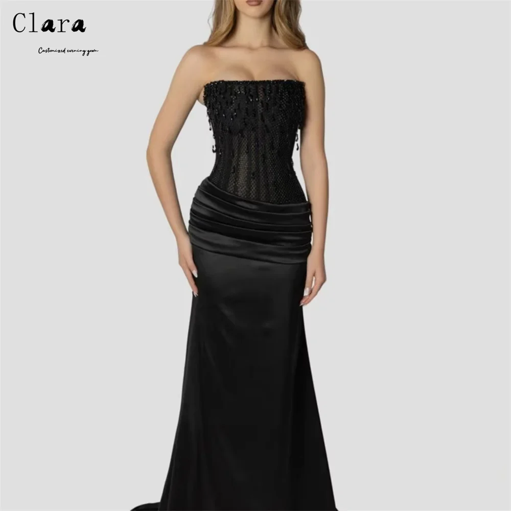 Clara Custom Black Tube Top Hollow Fishtail Abiti da sera eleganti per donna Abito da festa elegante da donna di lusso 2025 Lussuoso