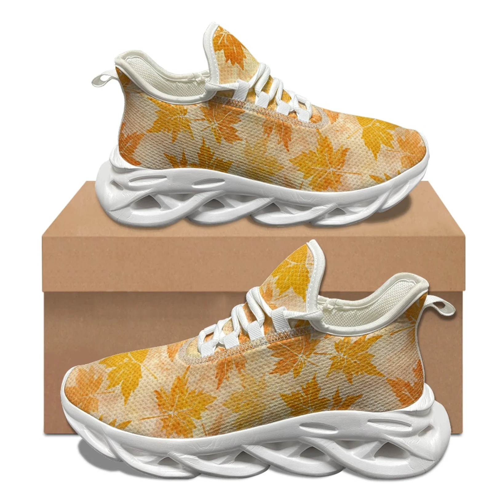 XIXIRIMIDO Blade Running Shoes Women's Lightweight Sneakers Men's Sports Commuter Shoes Comfortable Breathable Soft Maple Leaf