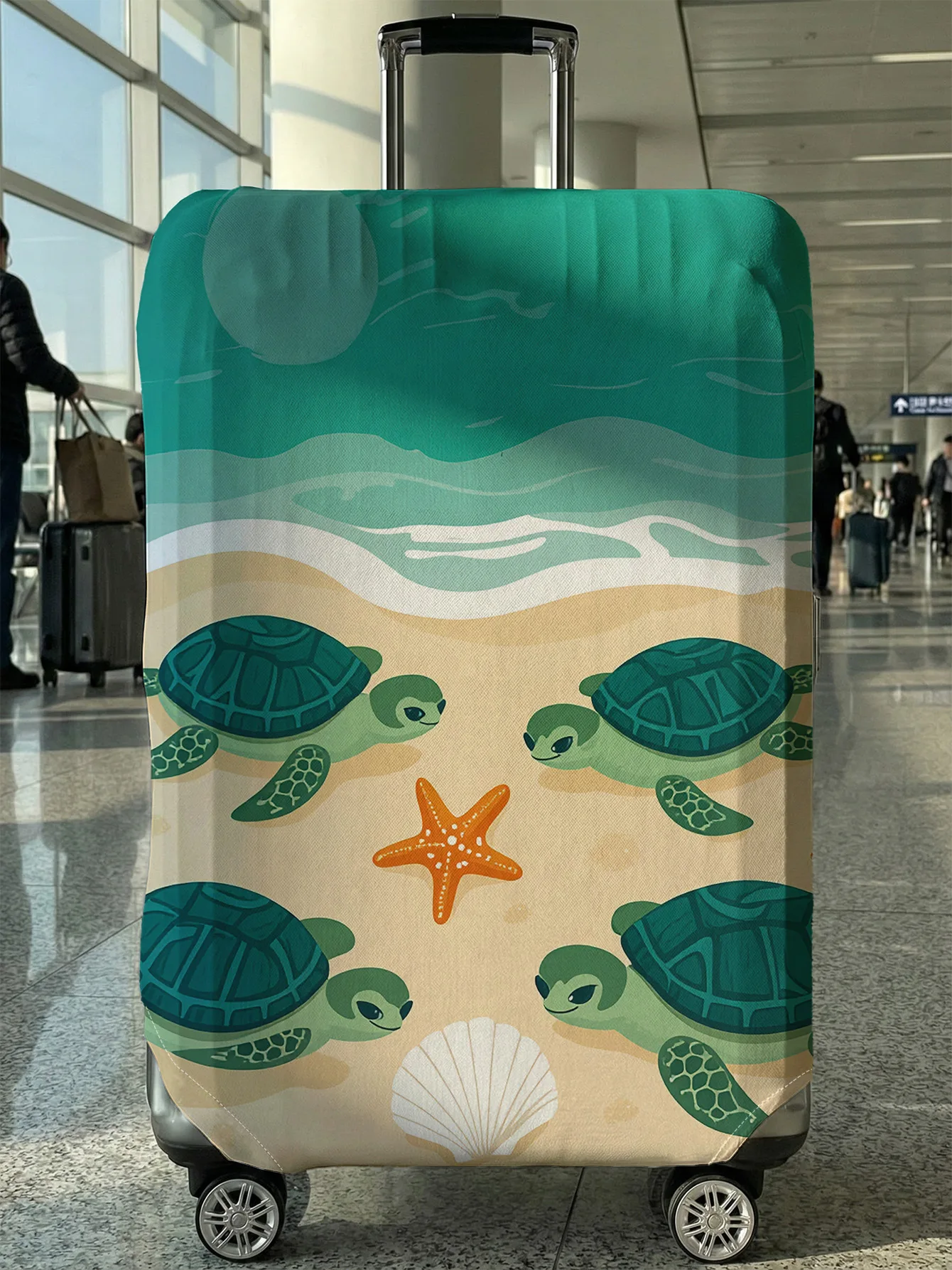 

Чехол для багажа с принтом в морском стиле с изображением пляжной морской черепахи, подходит для чемоданов 18-32 дюймов, чехол для ручки чемодана, дорожный аксессуар