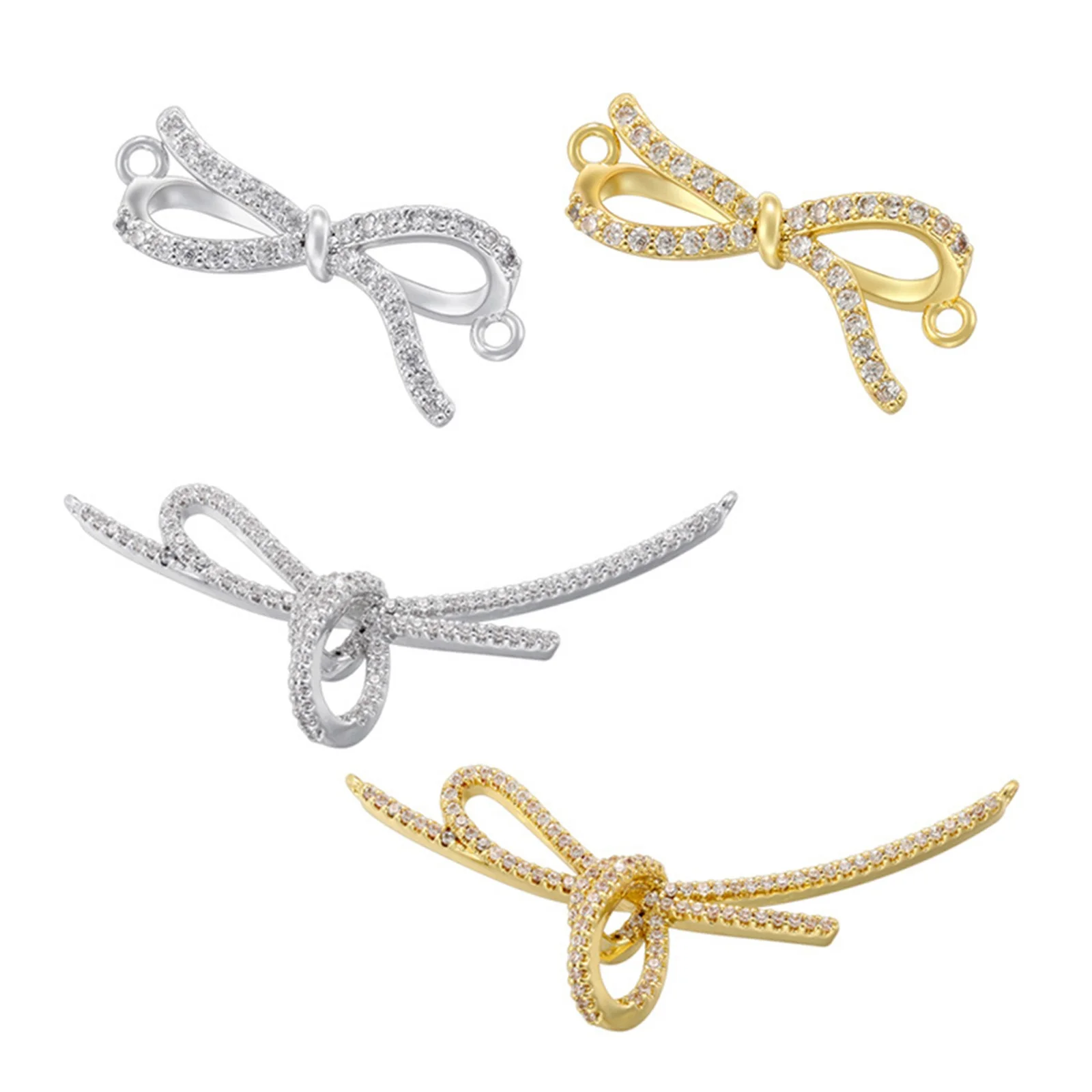 

1pc Bowknot Brass Connectors Charms Multicolor Micro Pave Clear Cubic Zirconia Jewelry Findings for Women Clothes Connectors