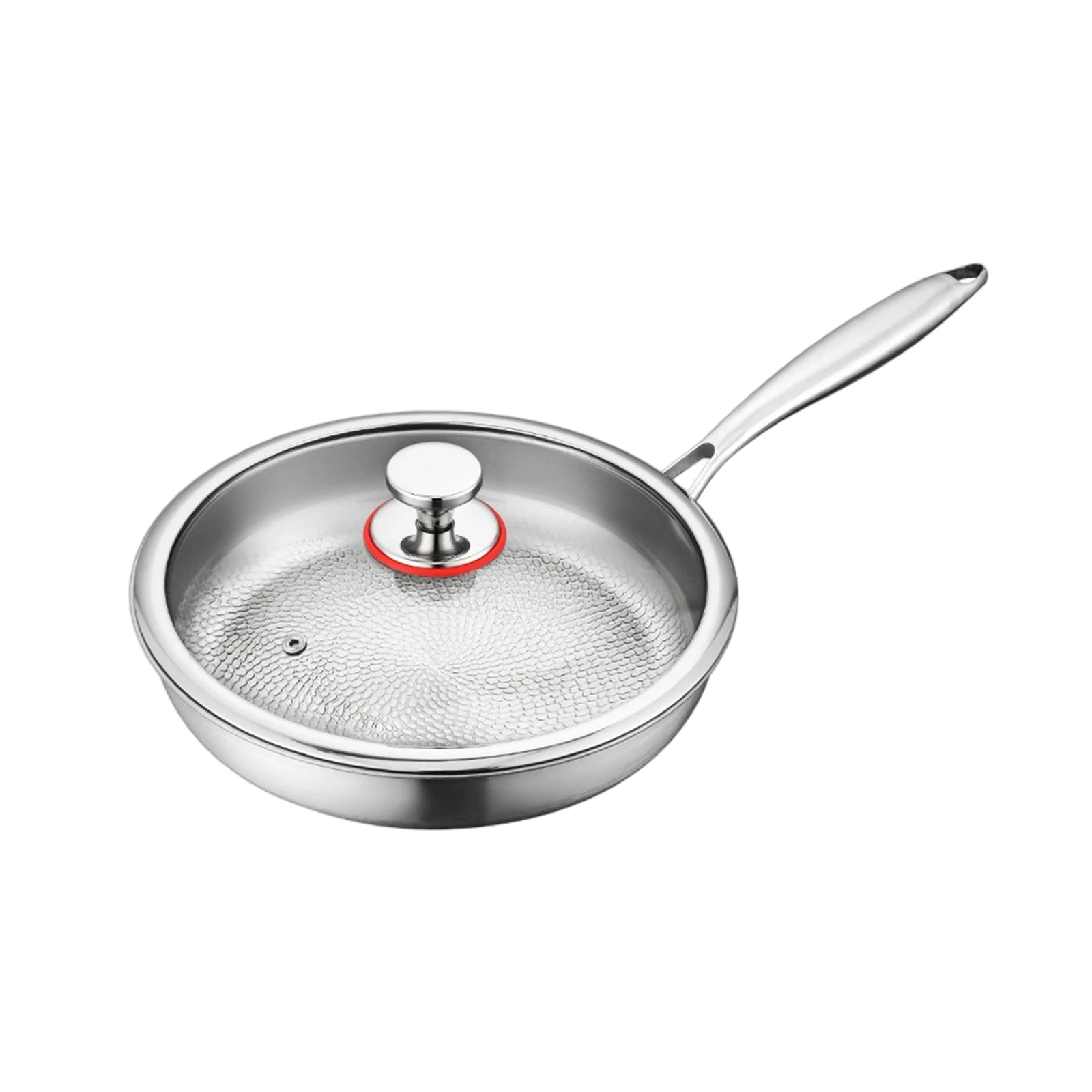 Hammered Nonstick Pan with Lid 24cm, High-end Titanium Steel Frying Pan, Uncoated Fish-scale Hammer Pattern Kitchen Cookware
