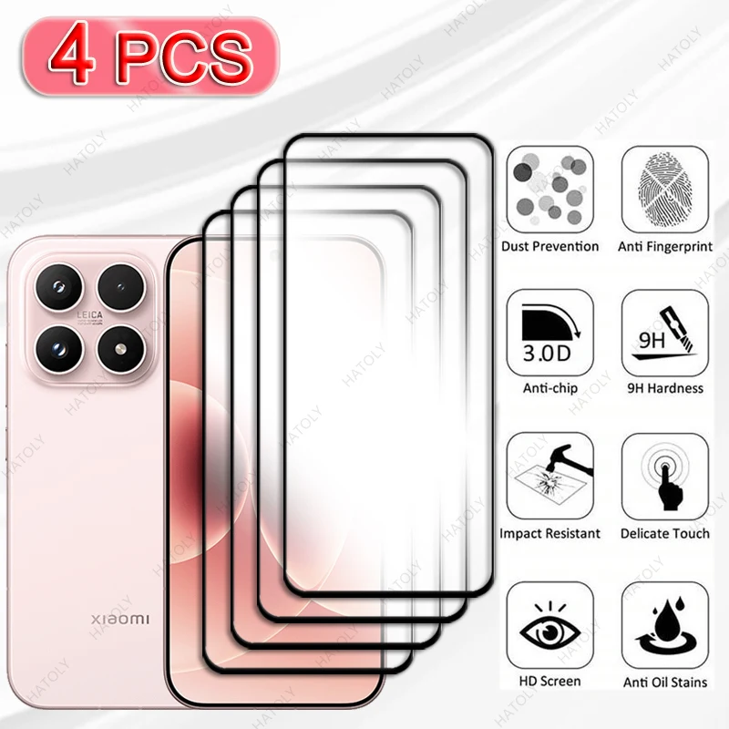 

Screen Protector For Xiaomi 17 Glass Black Edge Protective Film For Xiaomi 17 5G 4PCS Glass Camera Len Protector For Xiaomi 17