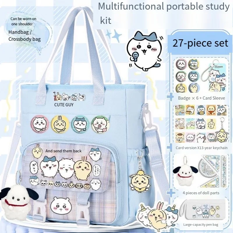 Cute Handbag Kawaii Usagi Chiikawa Storage Bag Cartoon Hachiware Girls Student Portable Large Capacity Multi-Layer School Bag
