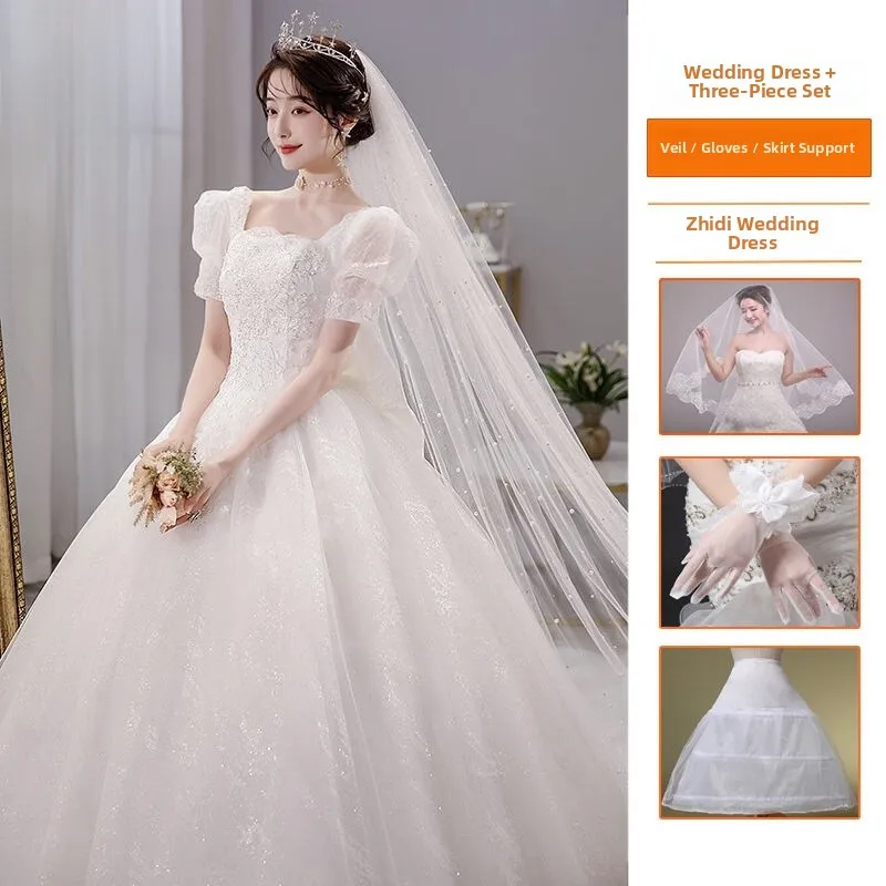 

Romantic Wedding Dr Main Dr 2023 New Outing Dr Arm Cover Heavy Work Long Tail for Pregnant Brides One oulder Sle