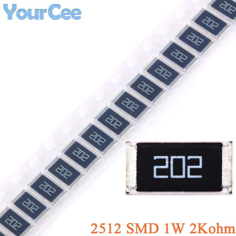 100 sztuk/20 sztuk 2Kohm 2512 SMD Rezystor chipowy 1W 2K ohm 202 2KR Rezystancja 5%