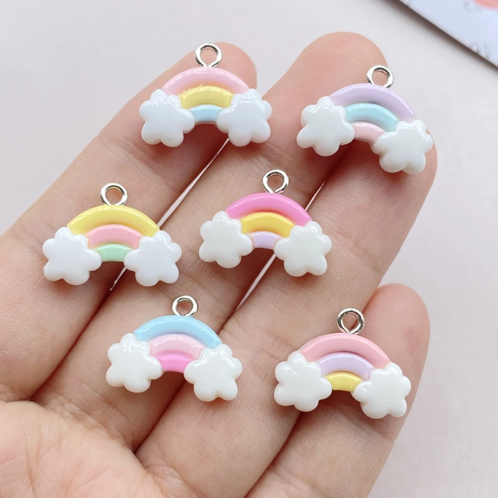 10 PCS Cute Cloud and Rainbow Pendants DIY Resin Accessories Earrings Pendant Keychain Bracelet Jewelry Accessories