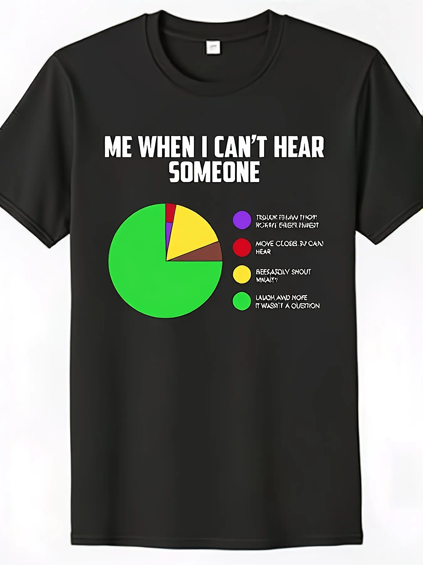 ME WHEN I CAN'T HEAR SOMEONE Pie Chart Graphic Humor T Shirt Gift Casual Vacation Party Sports Fashion T Shirt Summer Short Sleeved Printed Extra Long Plus Size