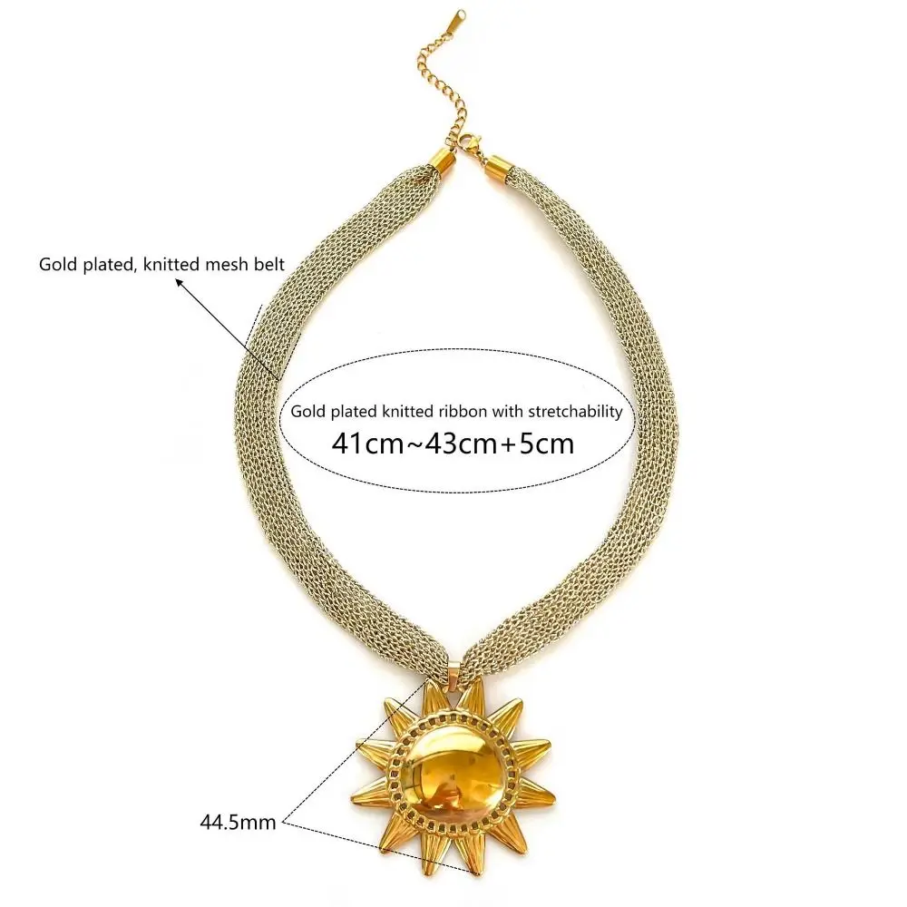 سلسلة مجوهرات من الفولاذ المقاوم للصدأ مطلية بالذهب تصميم مبالغ فيه على شكل قلب محارة شل قلادة الشمس قلادة مجوهرات نسائية