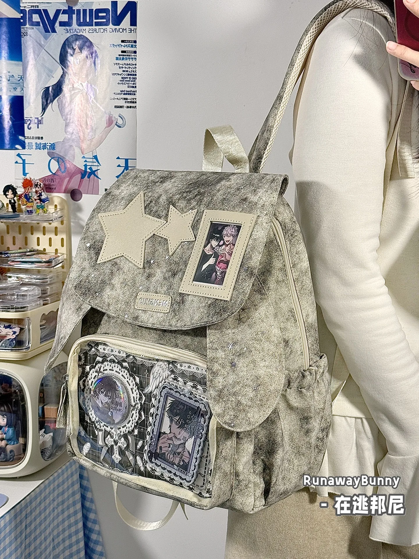 Lightweight Large-capacity Campus Student Schoolbag Star Retro Two-dimensional Double Shoulder Lta Bag Grain 10cm Baby Bags