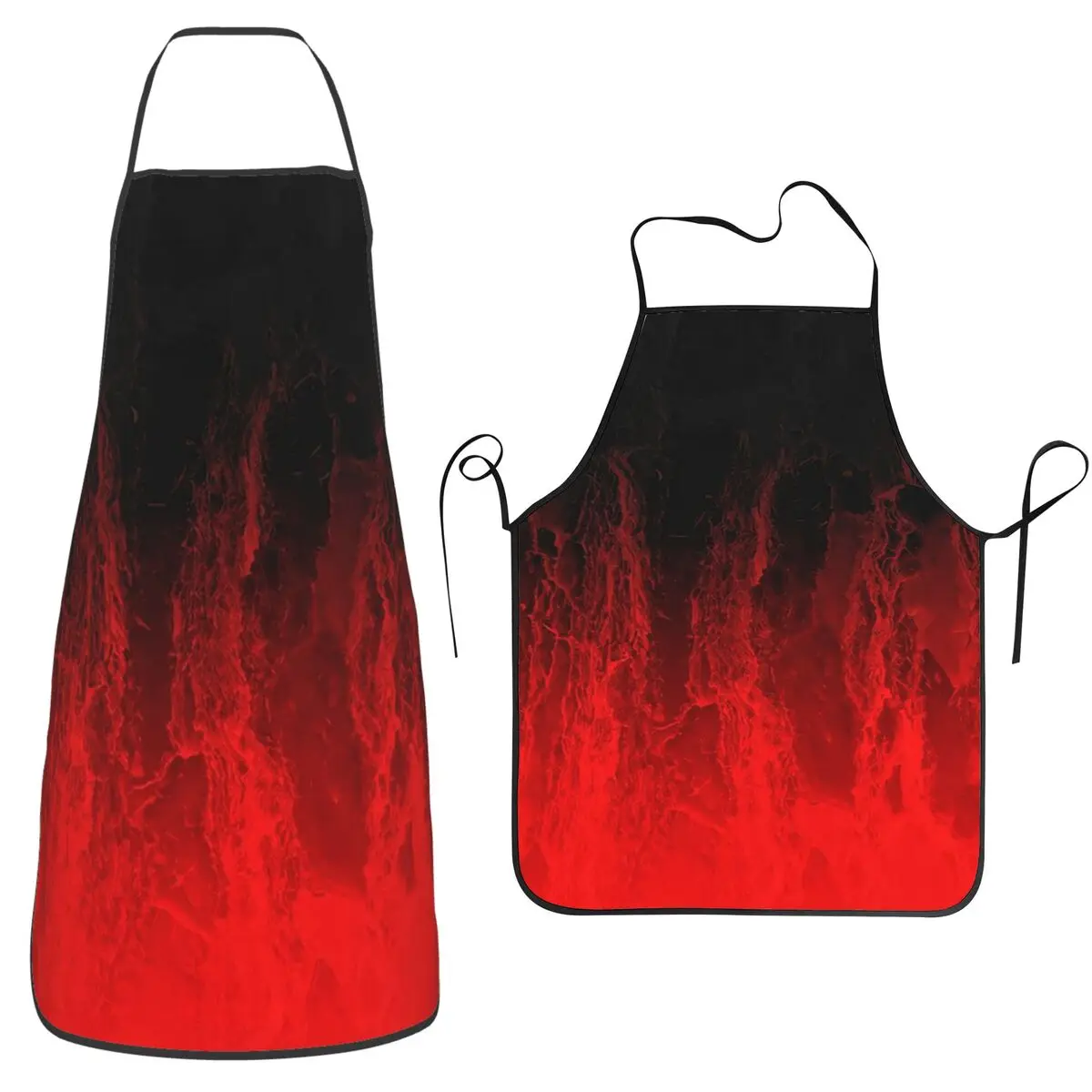 Red Fire Flame Aprons Chef Cooking Tablier Waterproof Bib Kitchen Cleaning Pinafore for Women Men Gardening