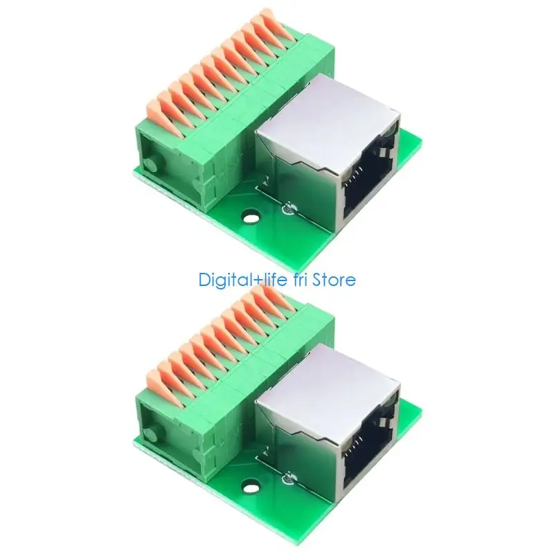 E06D LED Enableds RJ45 Female Sockets DIN Terminals Block Connectors No Soldering Industrial