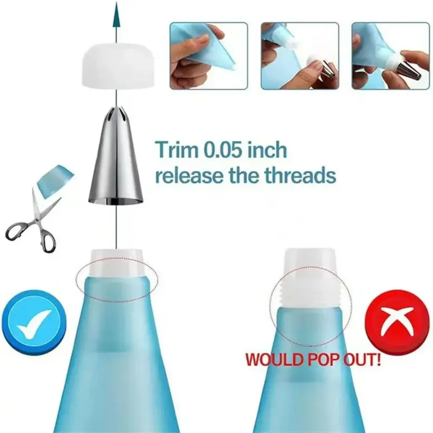 Multifunctional Cake Decorating Tools Silicone Pastry Bag Stainless Steel Cake Mouth Reusable Silicone Bag Tools Pastry Nozzle