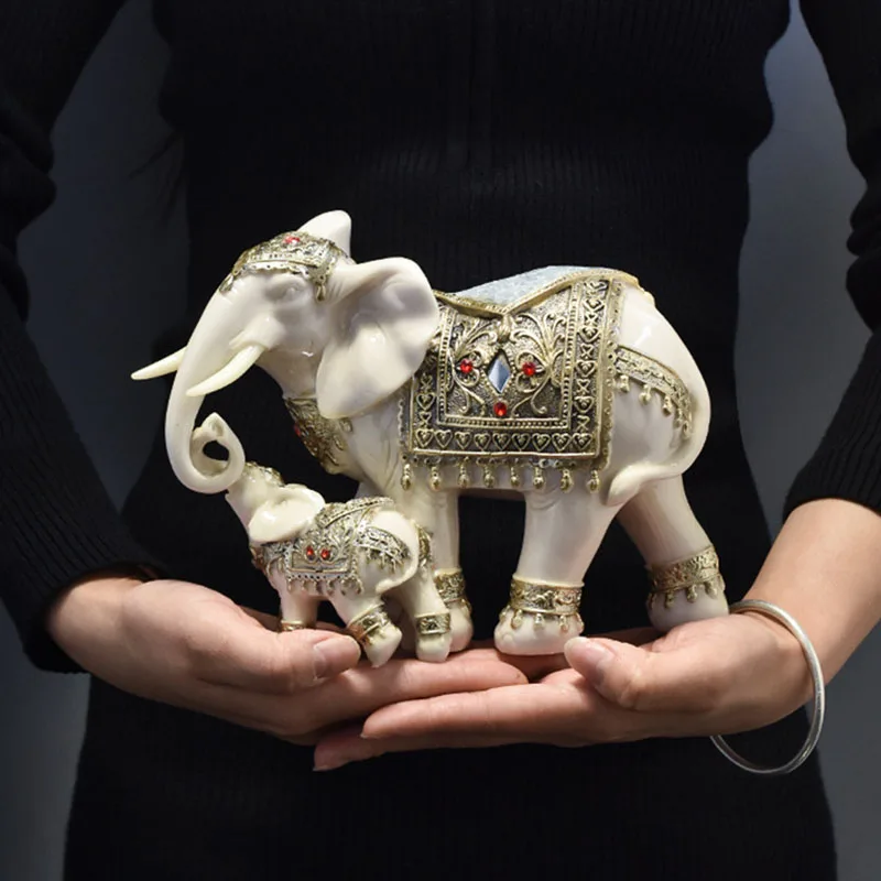 Imagem -04 - Northeuins-european Resin Elephant Lucky Decoration Estátua de Feng Shui Artesanato Home Office Decoração Desktop Acessórios de Ornamento