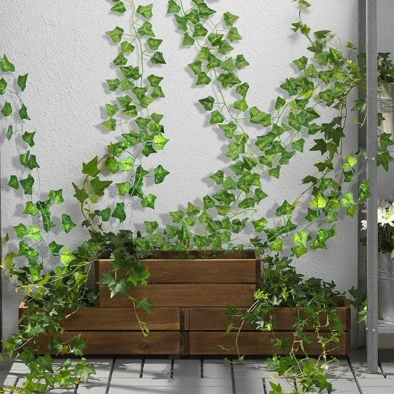 6PC13.2M Artificial plants Green Ivy Leaf Garland Silk Wall Hanging Vine home garden decor bedroom Wedding Party DIY Fake Leaves