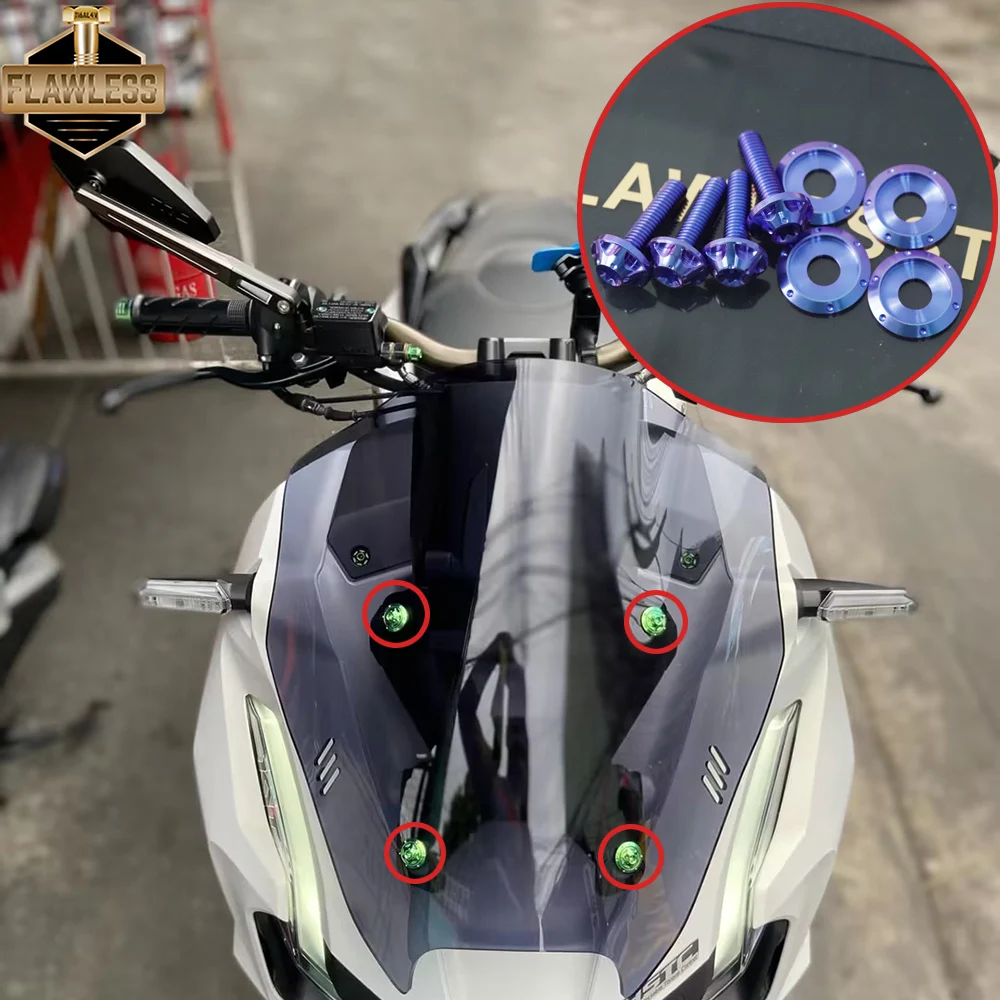 FLAWLESSTI Gr5 التيتانيوم الترباس الزجاج الأمامي الفرامل مضخة غطاء السائل القرص مقود التبديل درابزين ABS القرص لهوندا ADV 160 2022-2025