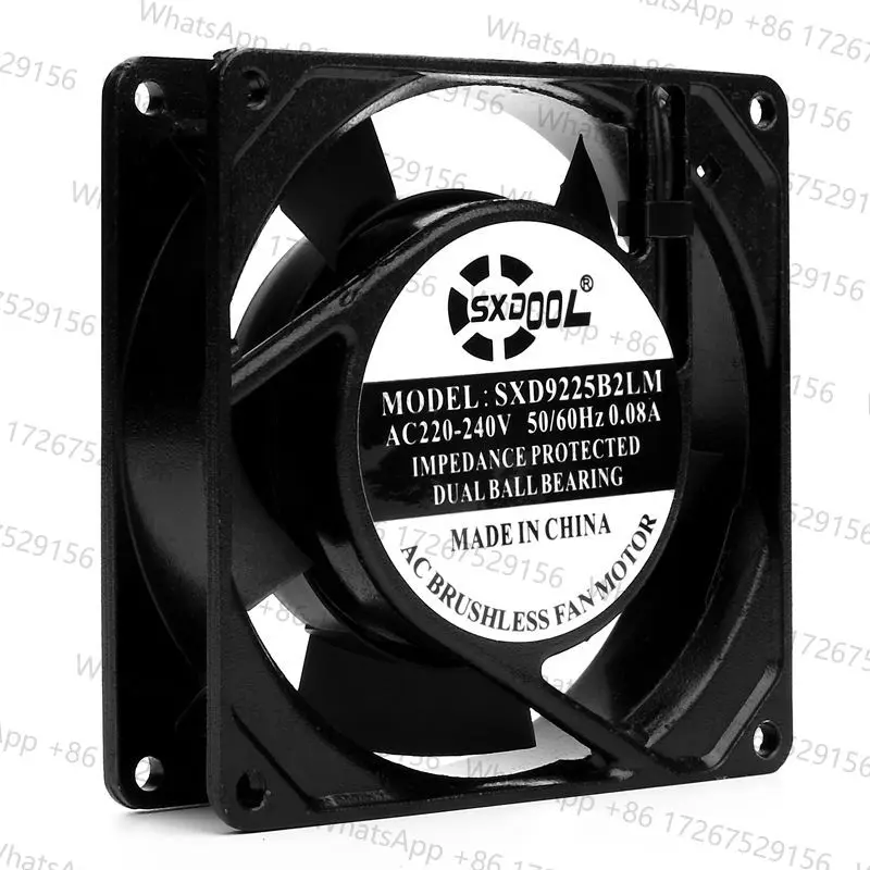 Exhaust 220V Fan Brand New Metal Frame 9225 Fan 220V 9CM 90*90*25MM=92*92*25mm SXD9225B2LM Dual Ball Bearing AC Cooling Fan