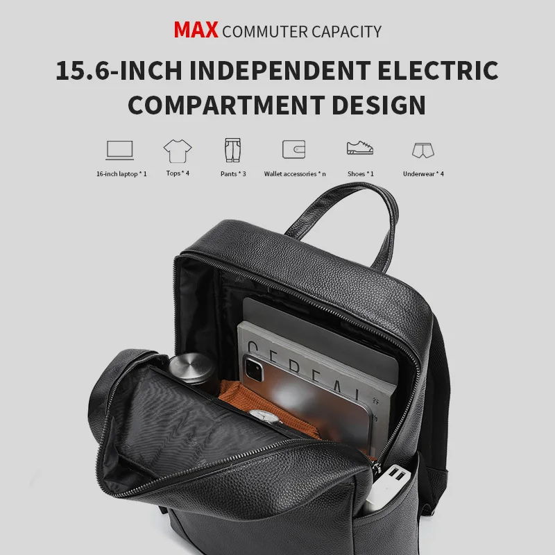 حقيبة ظهر رجالية من جلد البقر من BULLCAPTAIN حقيبة ظهر من الجلد الطبيعي حقيبة ظهر كلاسيكية كبيرة للسفر حقيبة كمبيوتر محمول كبيرة