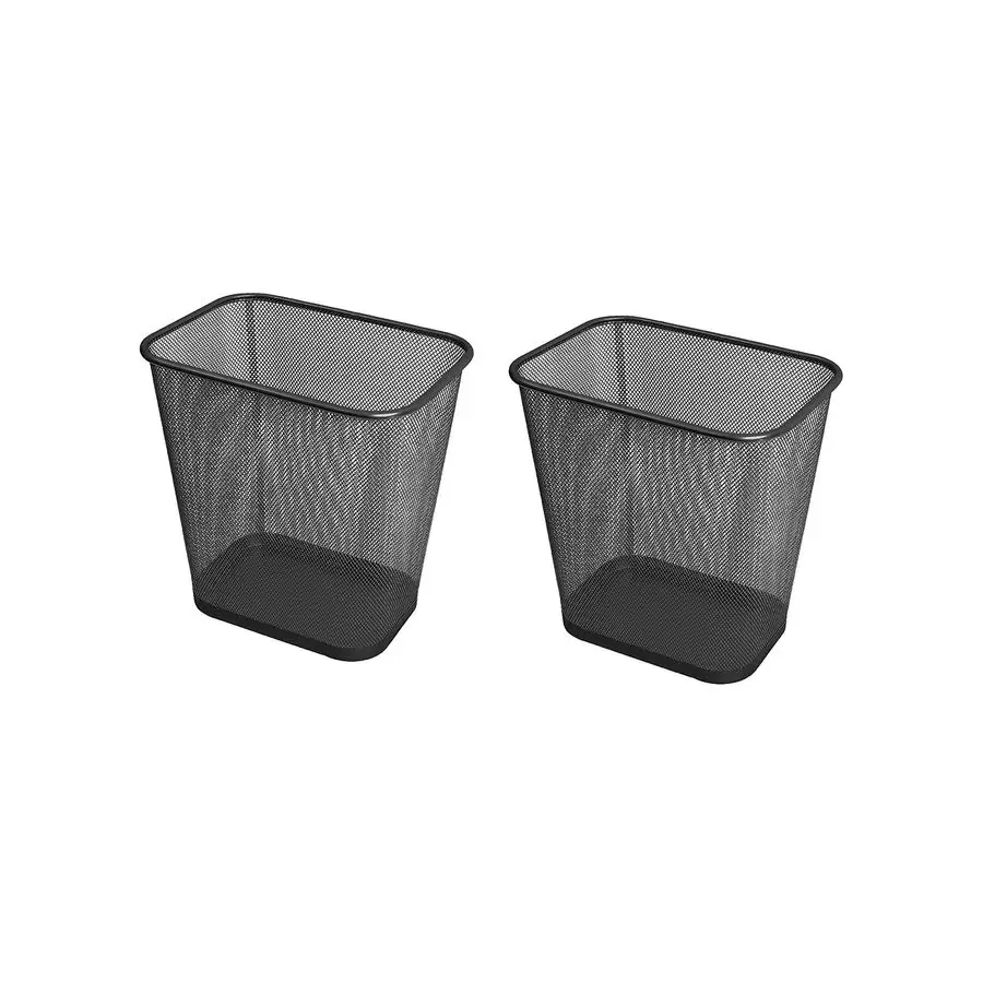 

Mesh Wastebasket Trash Can for Home and Office Workspace, Metal Office Trash Can RectangularShaped, 3.5 Gallon 2 Pack, Black 110