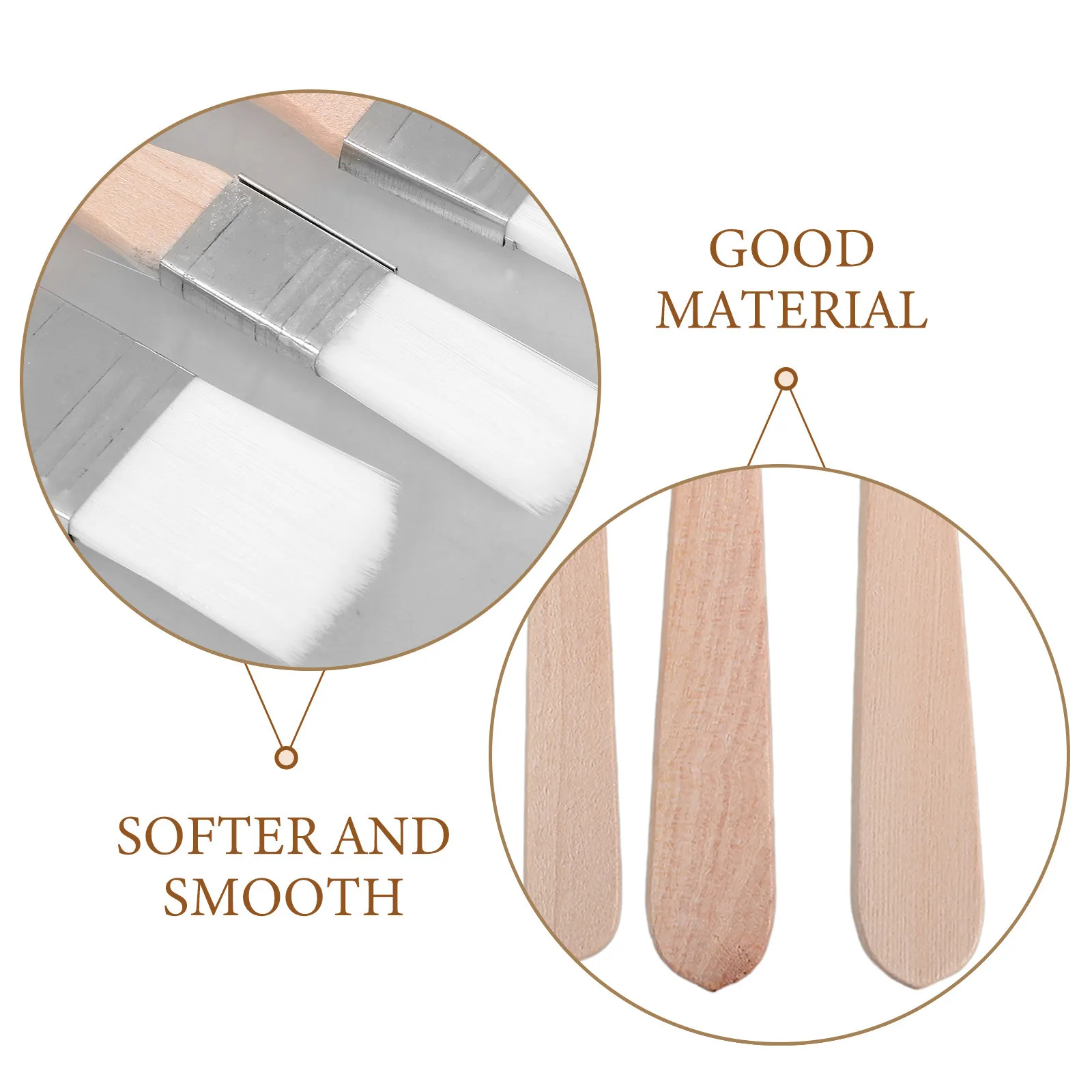 6Pcs Natural Thickened Paint Chip Brushes Sturdy Nylon Hair Absorbent Brush for Adhesives Touchup Paint Painter Supplies