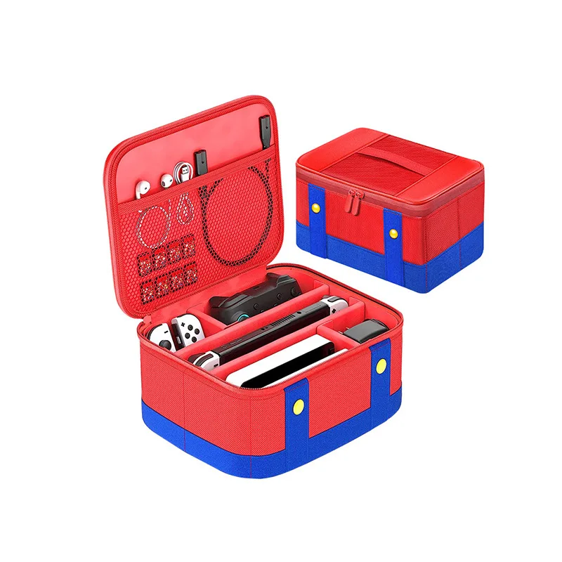 حقيبة حمل كبيرة واقية مضادة للصدمات حقيبة سفر مقاومة للماء لملحقات ألعاب NS Switch/Switch OLED