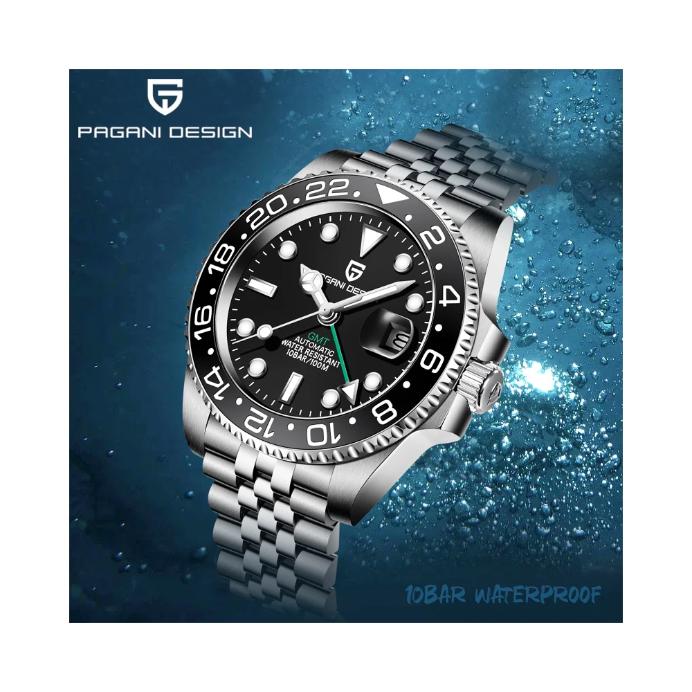 Top PAGANI DESIGN PD-1662 Men's Mechanical Watch Luxury Ceramic bezel Automatic Watch 10bar Waterproof Sapphire Glass GMT Watch