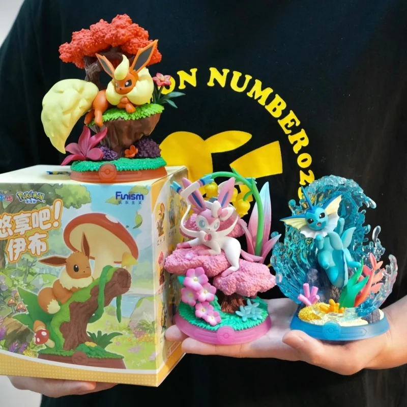 在庫あり-ポケモン×ファンイズム-リラックスイーブイシリーズ-トレンディブラインドボックスオーナメントフィギュア-モデルコレクション-デコレーション-サプライズおもちゃモデル