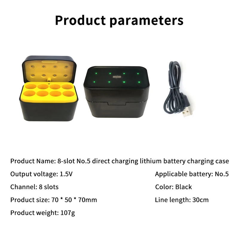 

8-Slots 1.5V AA Battery Charger Type-C Rechargeable Lithium Ion Batteries Intelligent USB Box For Remote Control Toys Tool