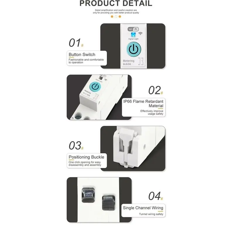 IALJ-Leakage Over/Under Voltage Protection Din Rail Tuya Wifi Smart Circuit Breaker Switch 63A Power Monitoring Voice Control