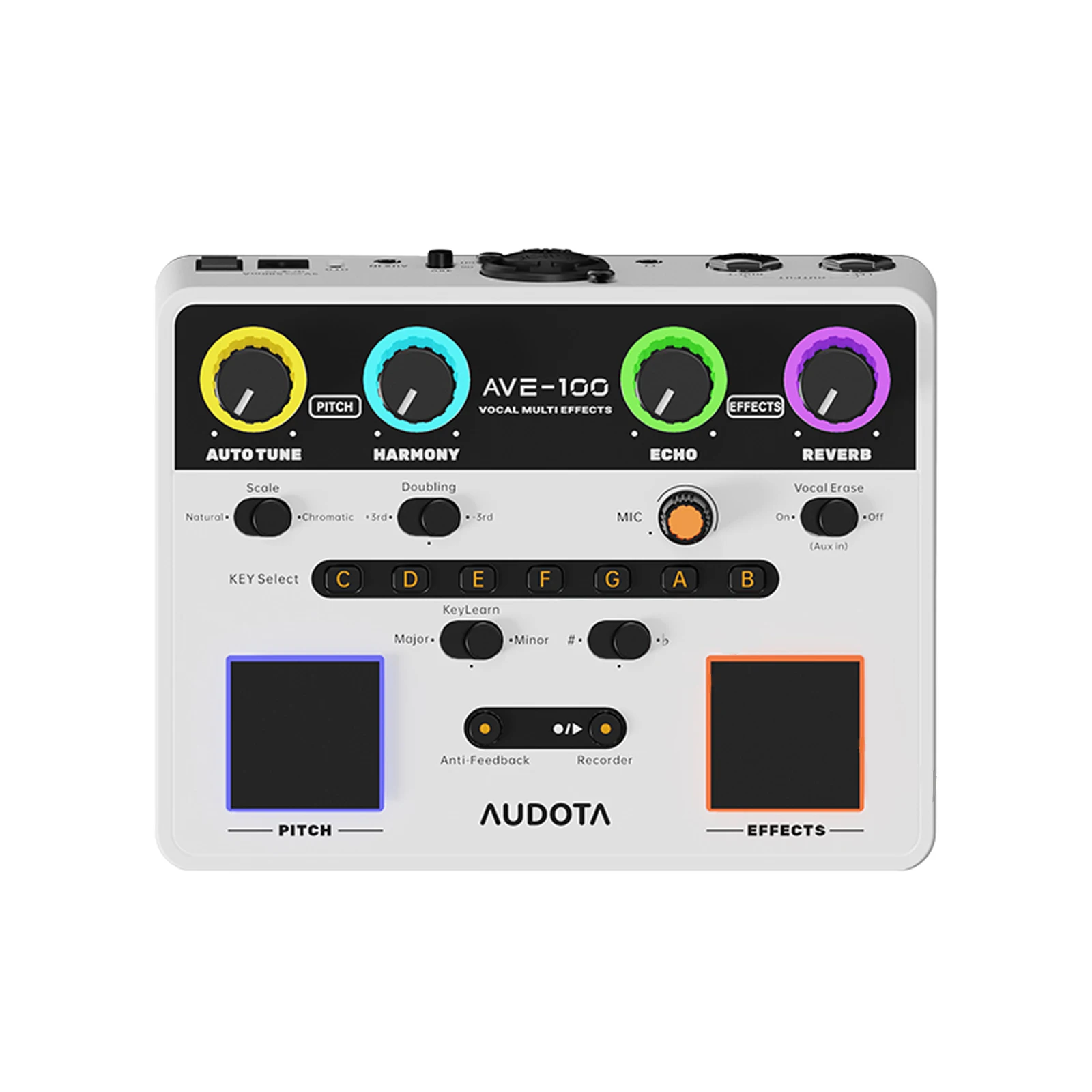 Audota Ave-100 Vocal Multi-Effects Processor with Reverb Delay Pitch Correction Three Harmony Modes Automatic Key Detection