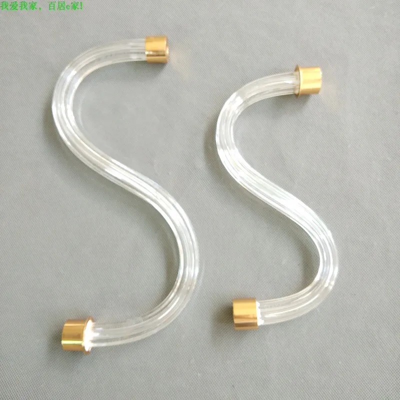 1PCS 8inch-14inch  Candle Crystal Chandelier Arm DIY Accessories Transparent Gold Head S-shaped Crystal Elbow Tube Candle Light