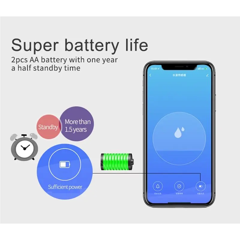 [NEW!A25P】 Wireless Tuya Smart Life App Controlled Wifi Water Leakage Detector Flood Sensor 80DB Alarm Remote Control Home Secur