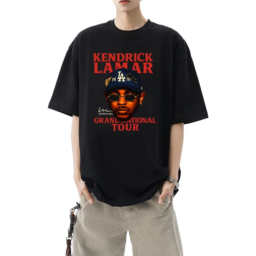 

Rapper Kendrick Lamar Grand National Tour 2025 Graphic T shirt Men Women vintage Hip Hop short sleeve T-shirts Unisex Cotton Top