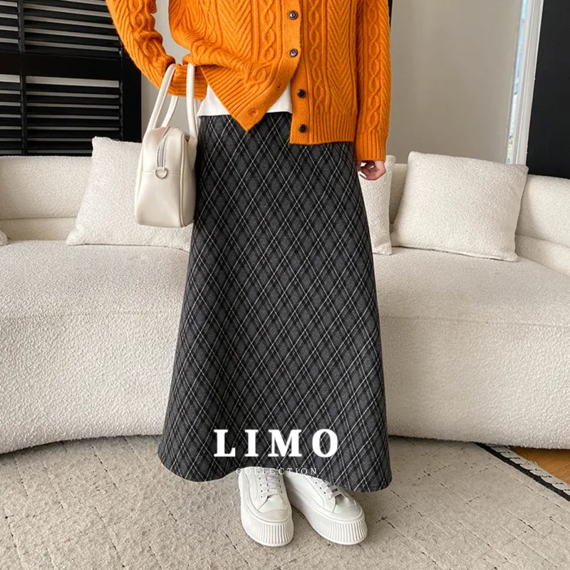 Limo retro xadrez saia feminina 2025 verão a linha flowy midi saia poliéster tartan saia casual primavera outfit