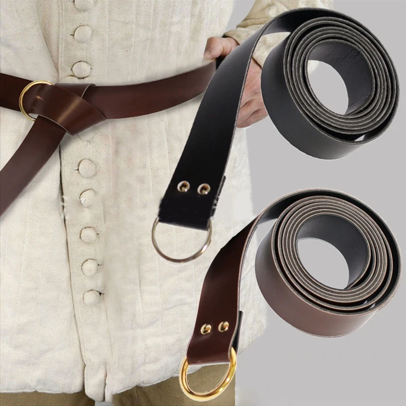 Medieval Belt for Men Knight Belt WaistBand PU Leather O Ring Belt Knight Costume Accessories Dropshipping