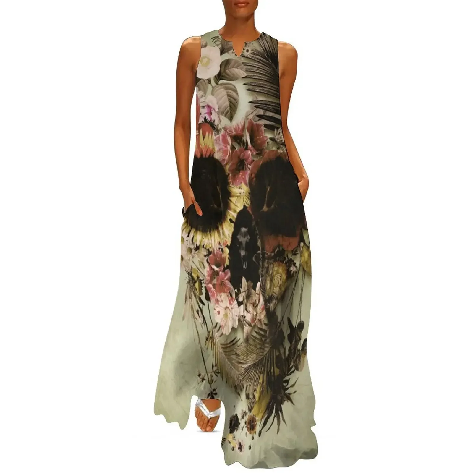 

Garden Skull Light Long Dress womans clothing evening dress women long sleeve dresses Dress women