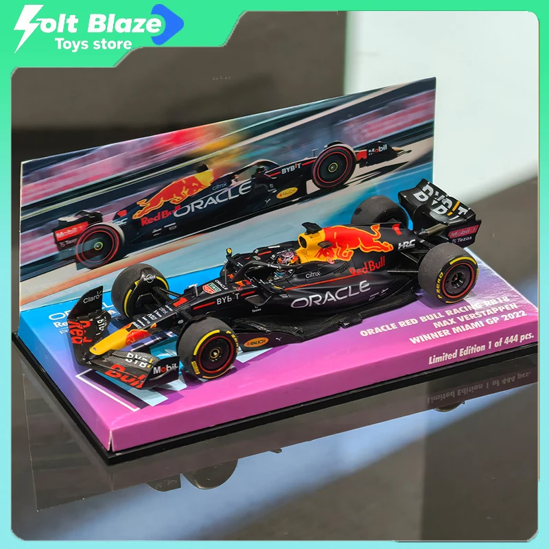 Minichamps 1/43 Red Bull RB18 Max Verstappen Ganador del GP de Miami 2022, Modelo de Coche de F1, Decoración de Escritorio, Coche de Colección de Simulación, Regalo