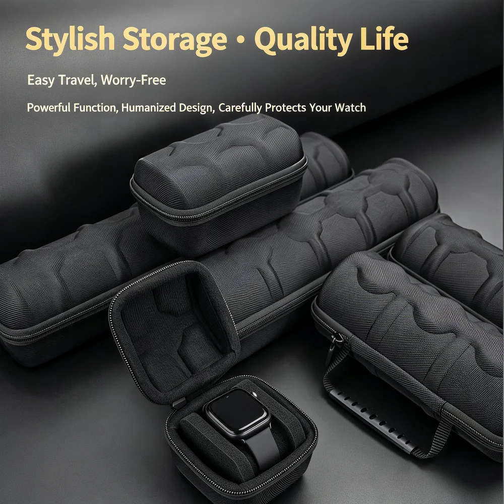 4 Slots Storage EVA Watch Travel Case Holder Shockproof Protective Watch Organizer Bag for Smart and Mechanical Wrist Watches
