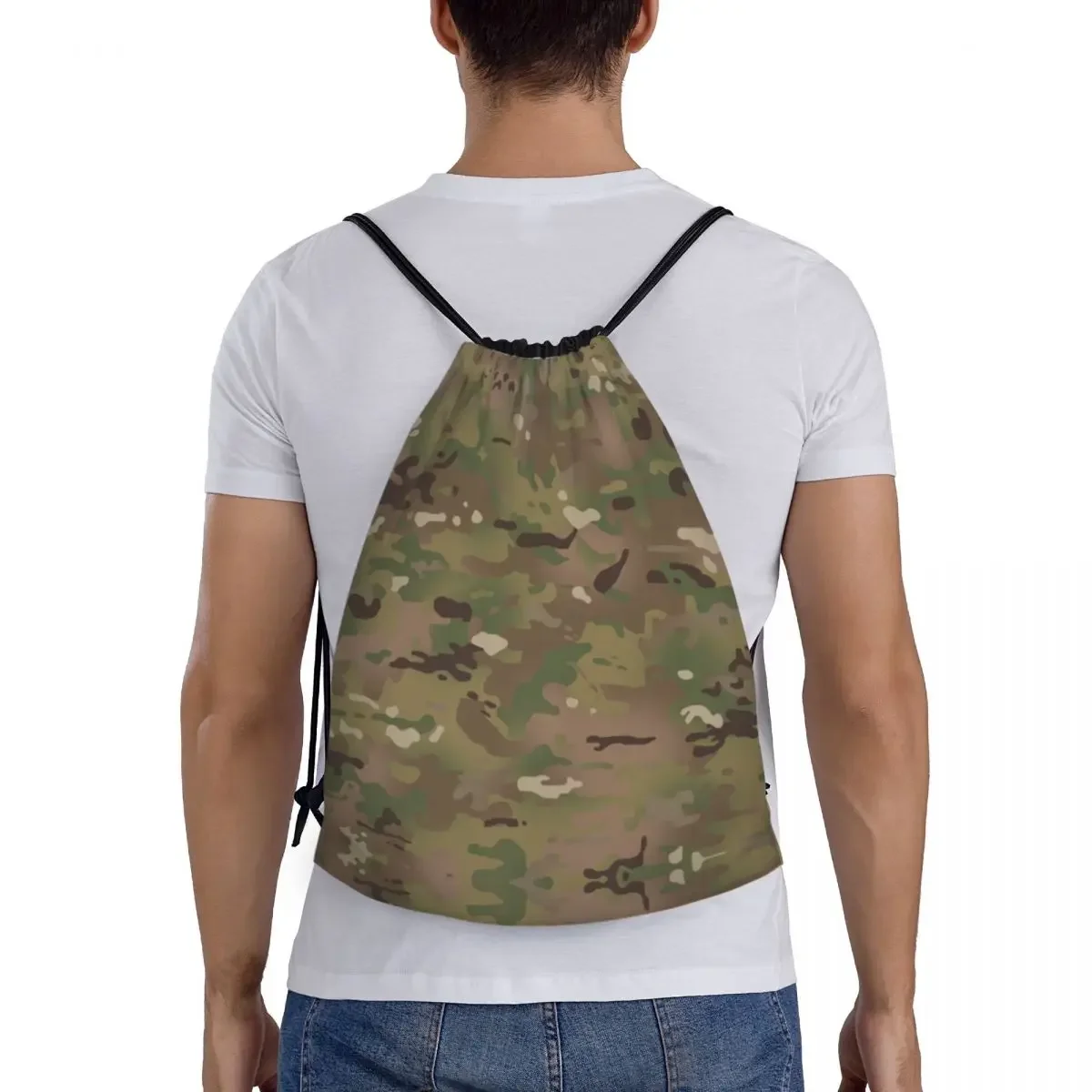 Militaire Camouflage Patroon Trekkoord Rugzak Sport Gym Tas Voor Mannen Leger Tactische Camo Shopping Sackpack