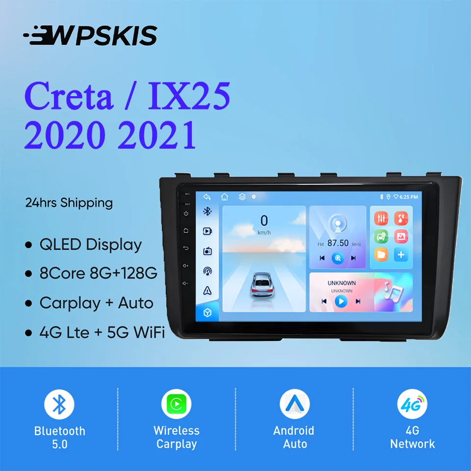 For Hyundai Creta IX25 2020 2021 Auto Stereo Radio Multimedia Video Player Navigation GPS Monitor Android 14 4G Lte WiFi Carplay