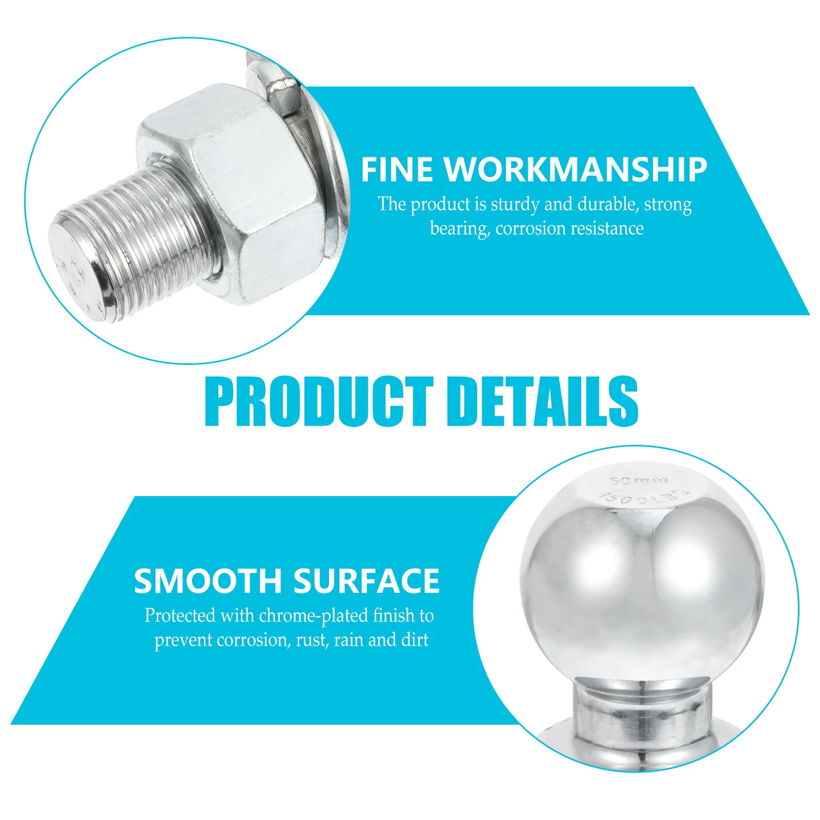 

Chrome Plated 50Mm Trailer Hitch Tow Ball Replacement Heavy Duty Towing Parts Durable Corrosion Resistant For Rv Trailer