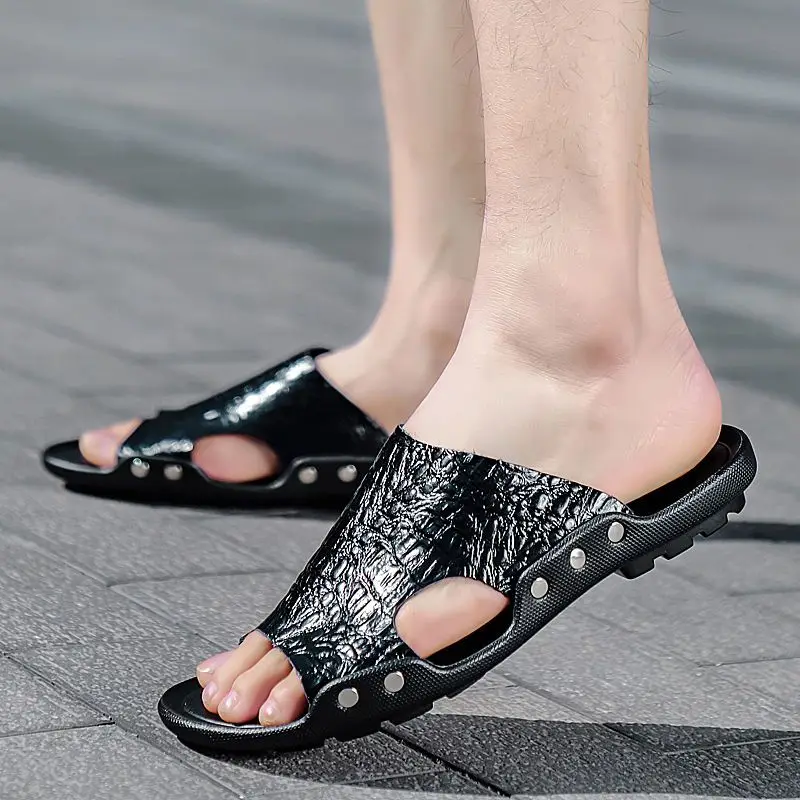 

Уличные пляжные шлепанцы на плоской подошве, оригинальная дешевая обувь, новинка 2025, мужская обувь в стиле высокого качества, модные забавные мужские тапочки для взрослых