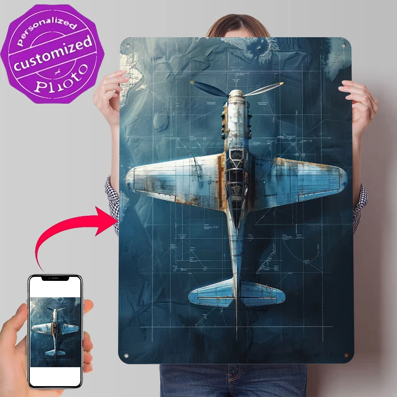 Flugplakat-Design Personalisierte Vintage-Metallschilder Wandkunst Retro-Blechschild für Gaming-Raum-Dekoration Gemütliche Kaffeebar