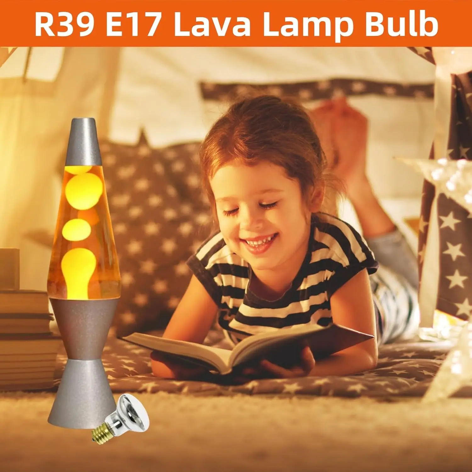 Bombilla de Lava tipo Reflector Blanco cálido, 120V, R39, E17, 30W, para lámparas de Lava, lámparas de purpurina, lámparas incandescentes, dormitorio