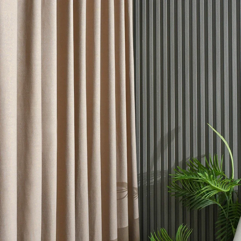New Gilding Embossed Curtains for Living Dining Room Bedroom Blackout Light Luxury Nordic Soundproof Solid Color Room Decoration