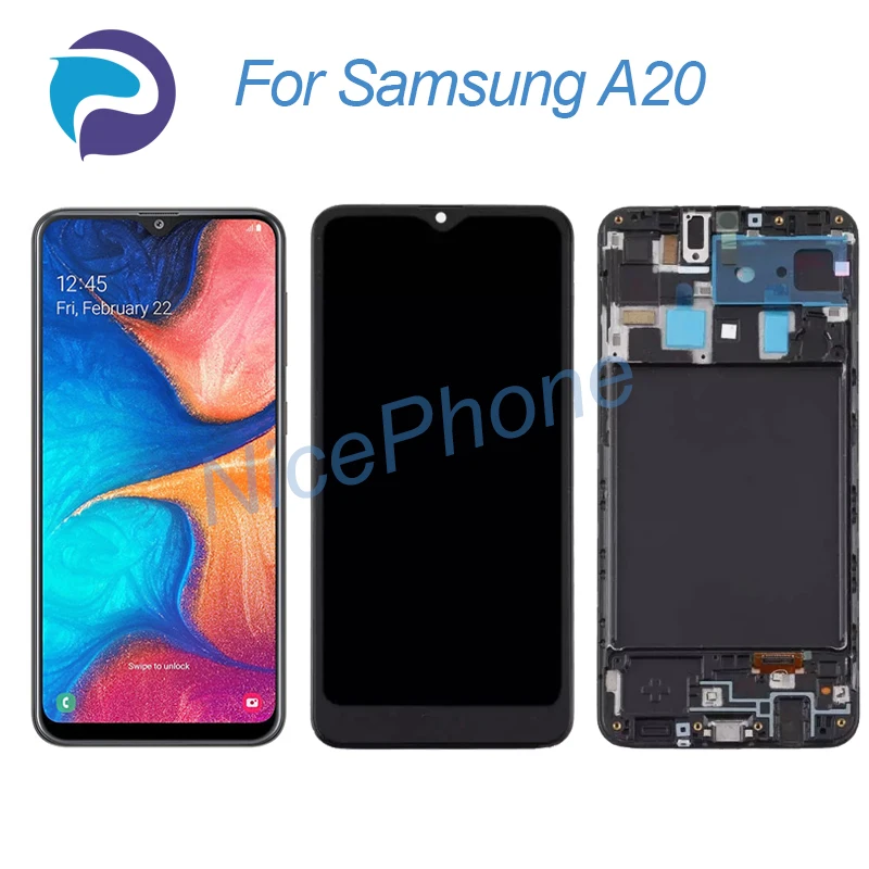 

ЖК-экран с сенсорным дигитайзером для Samsung A20, дисплей 1560*720 SM-A205F/FN/GN/YN/G/W/U/S/DL/U1 A20, ЖК-дисплей